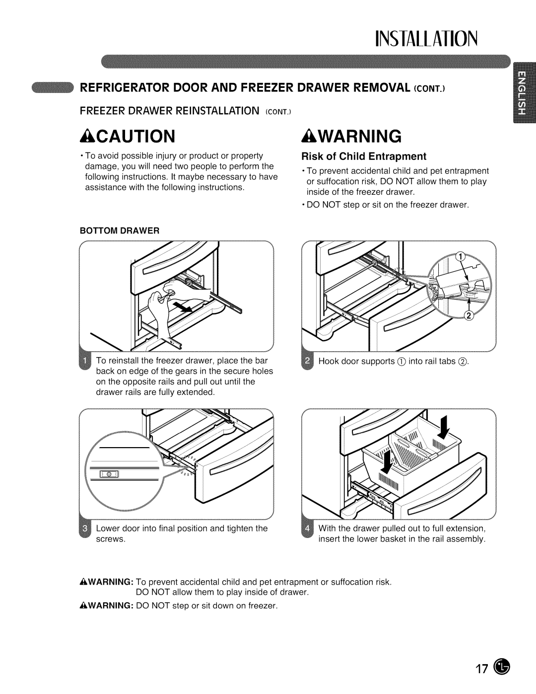 LG Electronics LMX28988 manual INSIAllAIION 