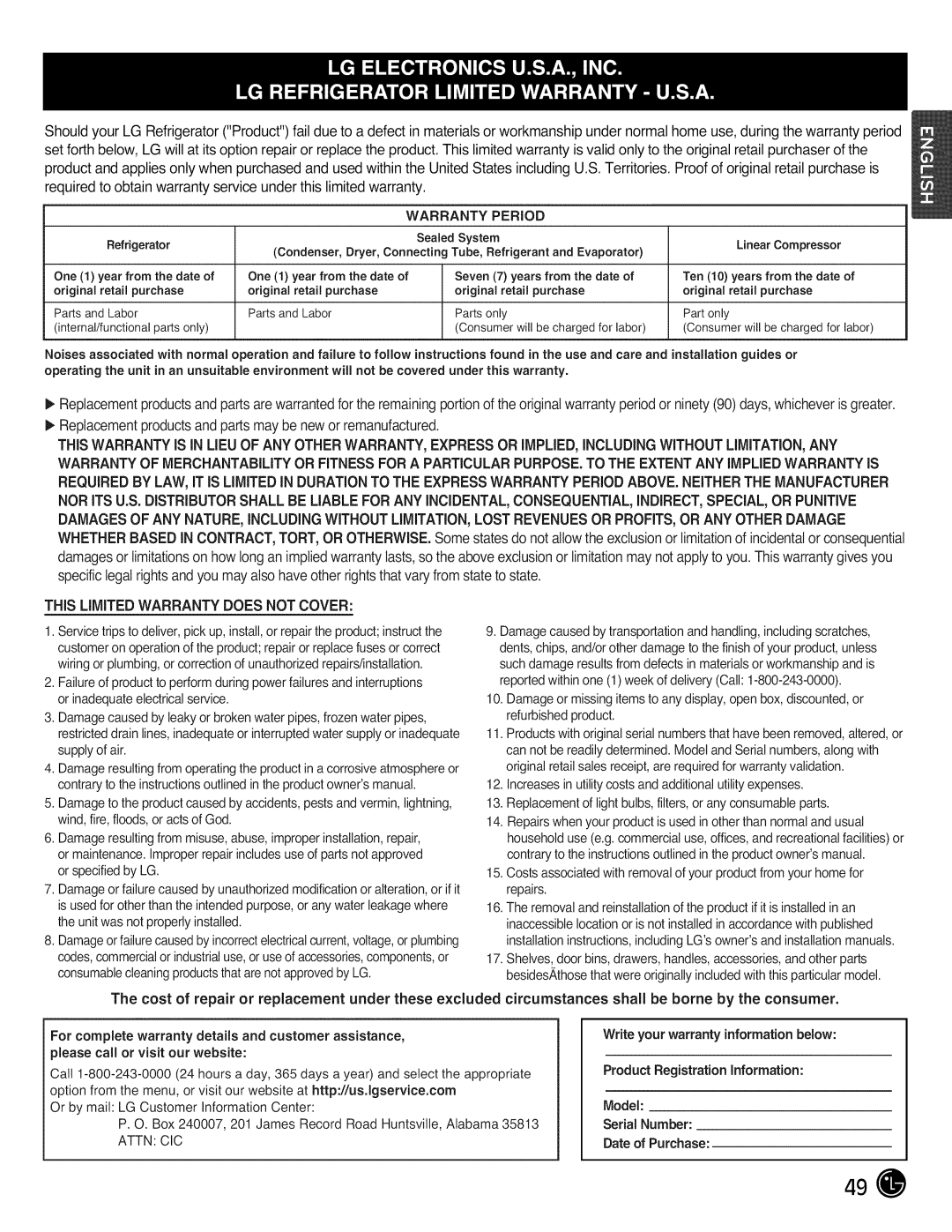 LG Electronics LMX28988 manual Model 