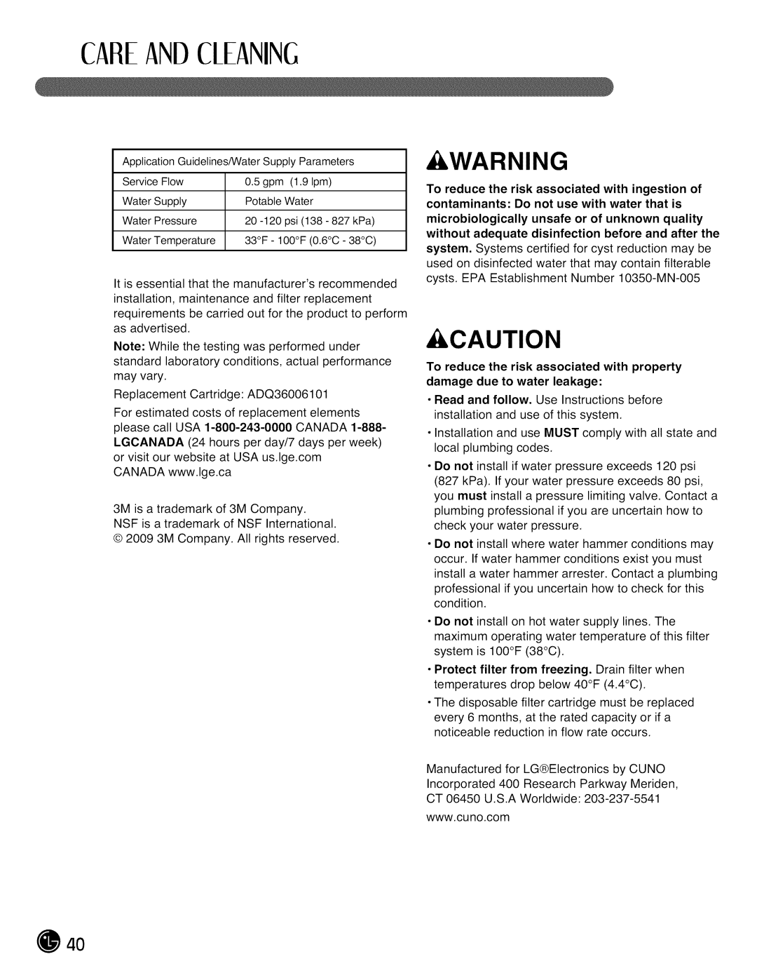 LG Electronics LMX28988 manual Careandcleaning, Warning, Caution 