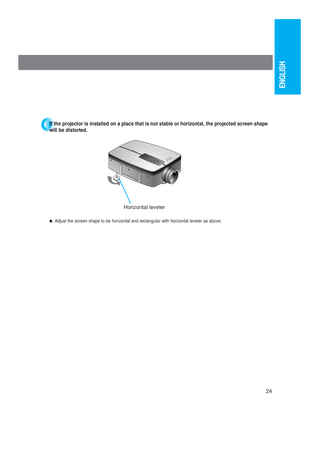 LG Electronics LP-XG2 owner manual Horizontal leveler 