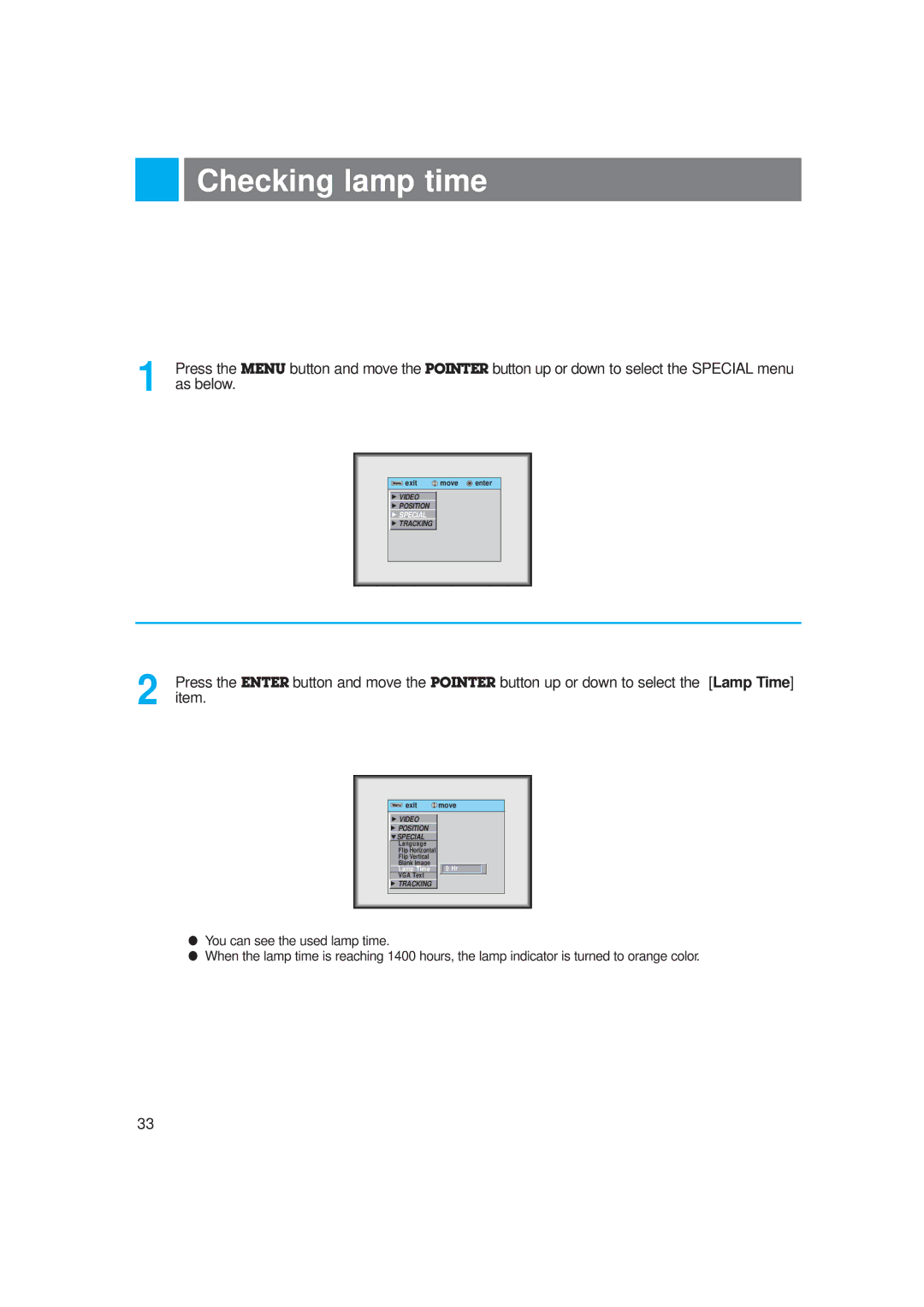 LG Electronics LP-XG2 owner manual Checking lamp time, As below 