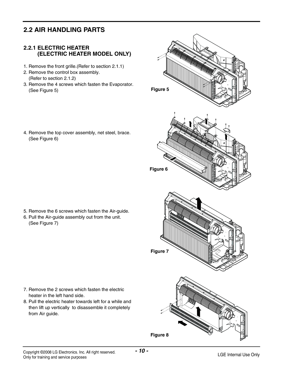 LG Electronics LP091CEM-Y8 manual AIR Handling Parts, Electric Heater Electric Heater Model only 