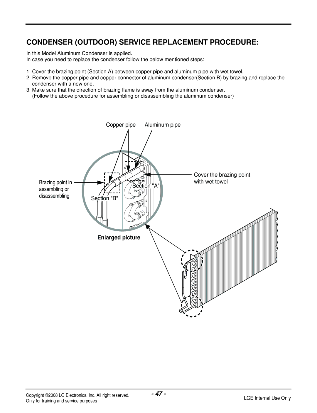 LG Electronics LP121CEM-Y8 manual Condenser Outdoor Service Replacement Procedure, Enlarged picture 