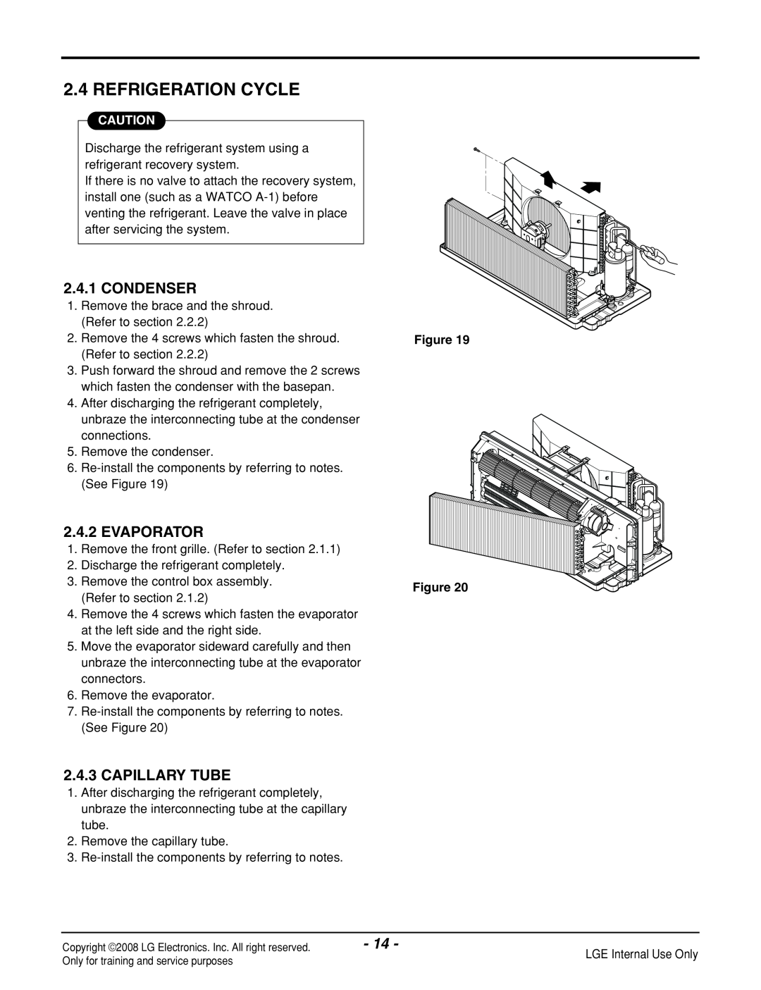 LG Electronics LP121CEM-Y8 manual Refrigeration Cycle, Condenser, Evaporator, Capillary Tube 