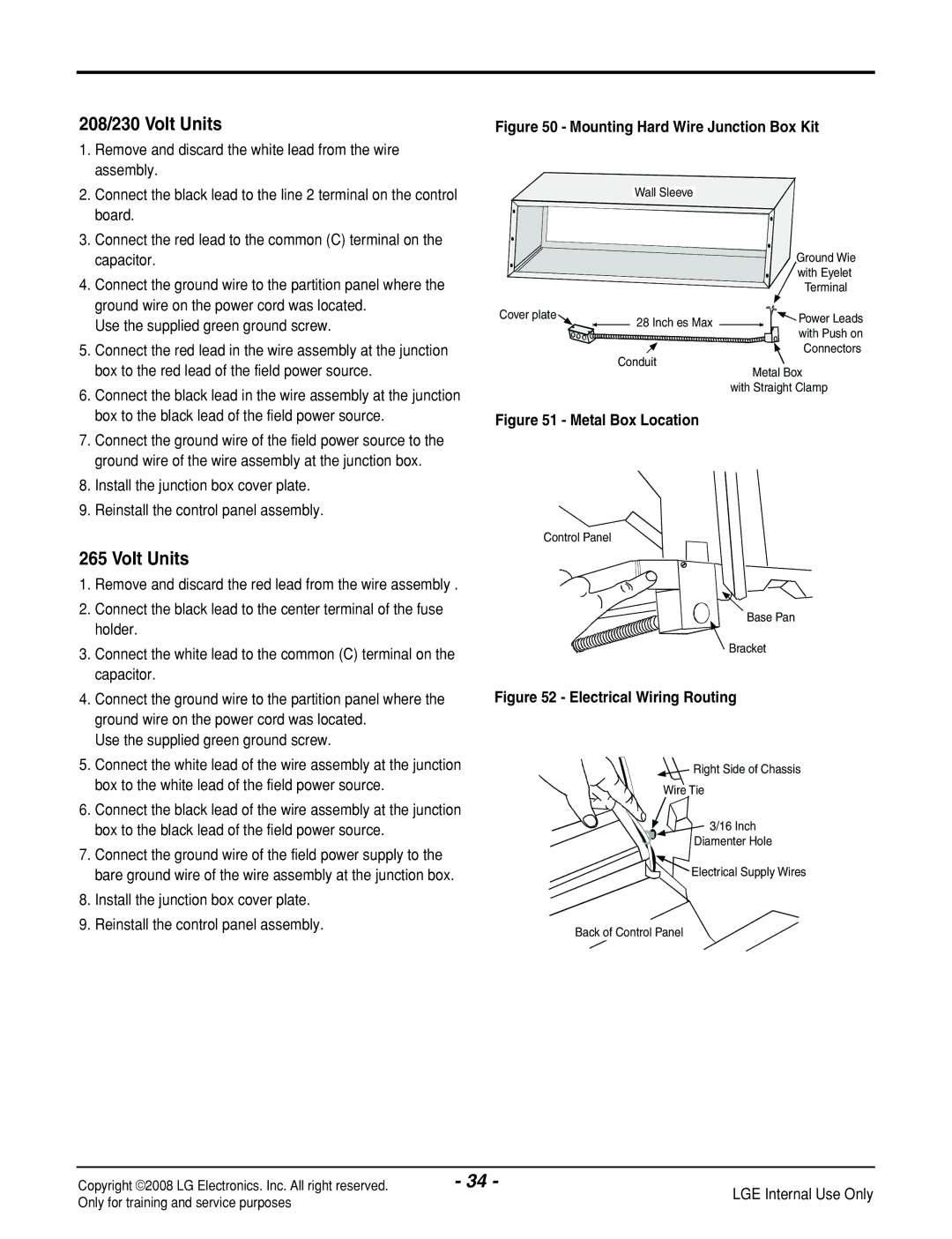 LG Electronics LP121HEM-Y8 manual 208/230 Volt Units 