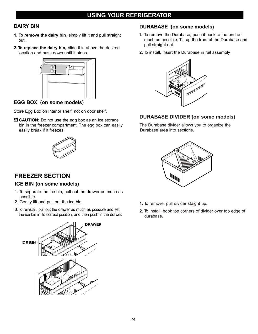 LG Electronics LRBC2051 Dairy BIN, Durabase on some models, EGG BOX on some models, Durabase Divider on some models 