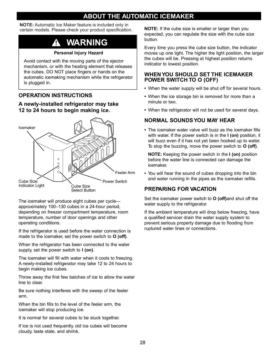 LG Electronics LDC2272, LRBC2051, LBC2252 About the Automatic Icemaker, Operation Instructions, Normal Sounds YOU MAY Hear 