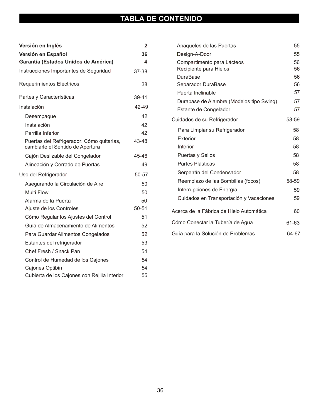 LG Electronics LRBC2051, LDC2272, LBC2252 owner manual Tabla DE Contenido 