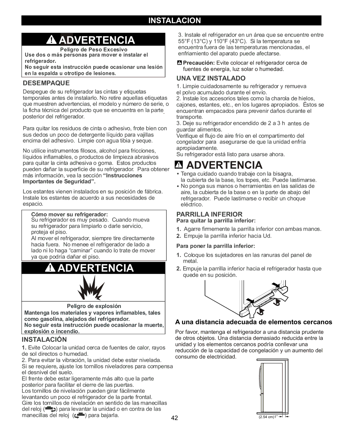 LG Electronics LRBC2051, LDC2272, LBC2252 owner manual Instalacion, Desempaque UNA VEZ Instalado 