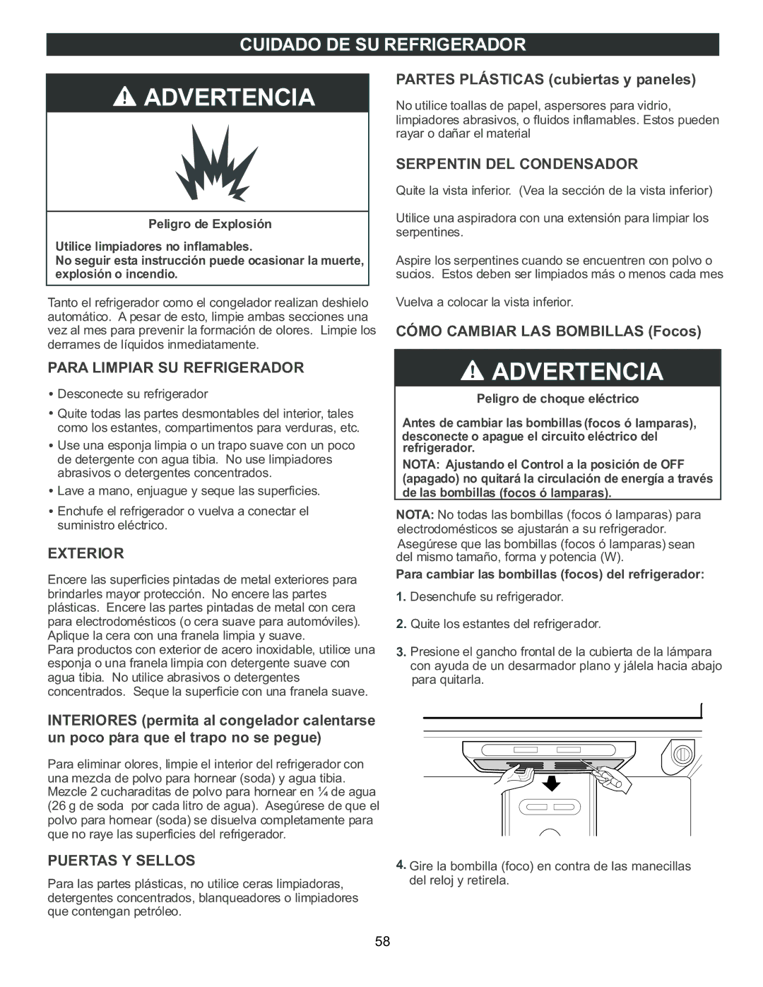 LG Electronics LDC2272, LRBC2051, LBC2252 owner manual Advertencia, Cuidado DE SU Refrigerador 