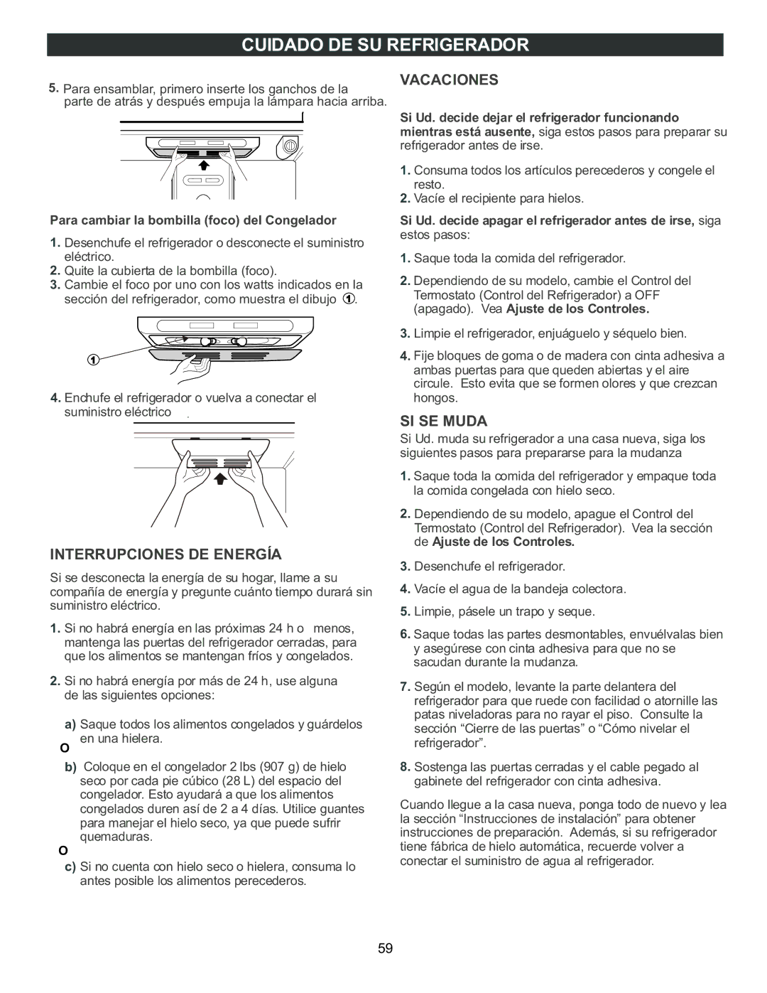 LG Electronics LBC2252, LRBC2051, LDC2272 owner manual Interrupciones DE Energía 