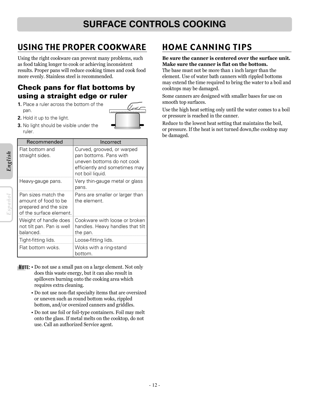 LG Electronics LRE30453SW, LRE30453ST, LRE30453SB owner manual Using the Proper Cookware, Home Canning Tips 