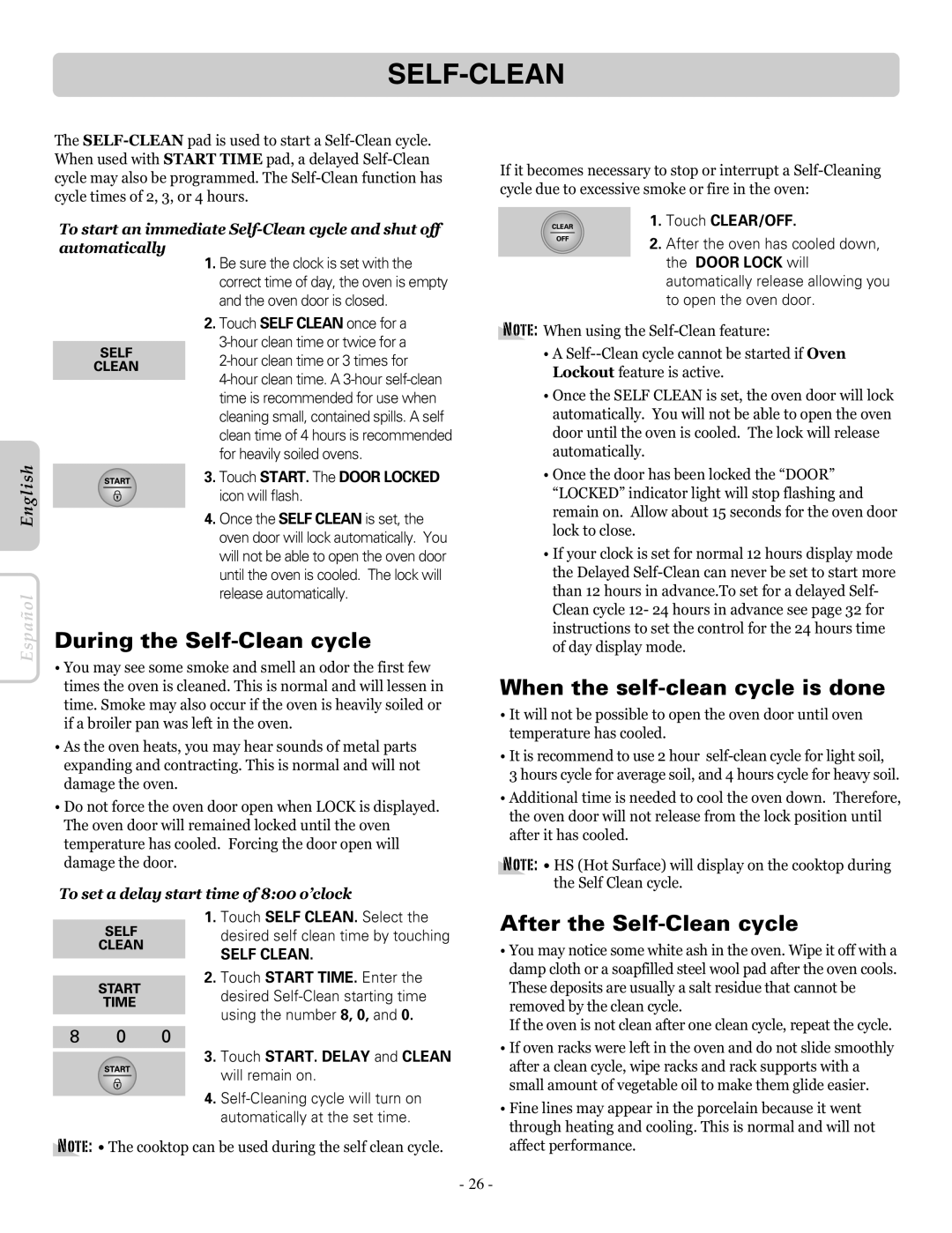 LG Electronics LRE30453SB During the Self-Clean cycle, When the self-clean cycle is done, After the Self-Clean cycle 