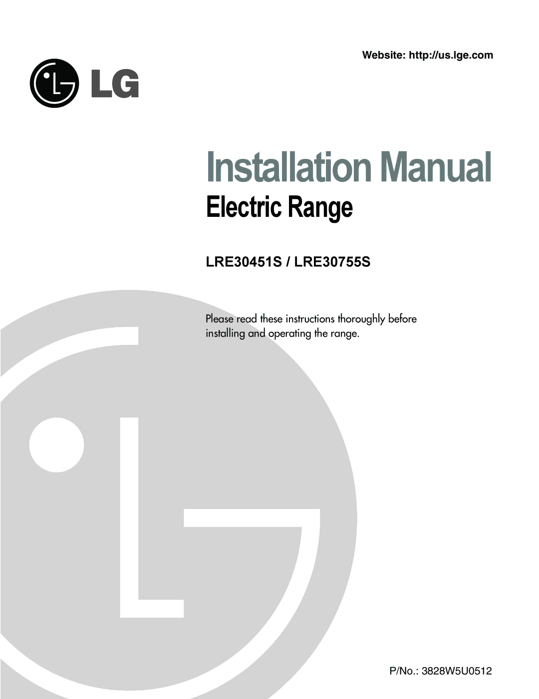 LG Electronics LRE30451S, LRE30755S installation manual Installation Manual 