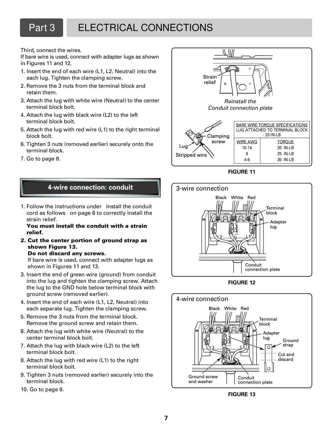 LG Electronics LRE30451S, LRE30755S installation manual Reinstall Conduit connection plate 