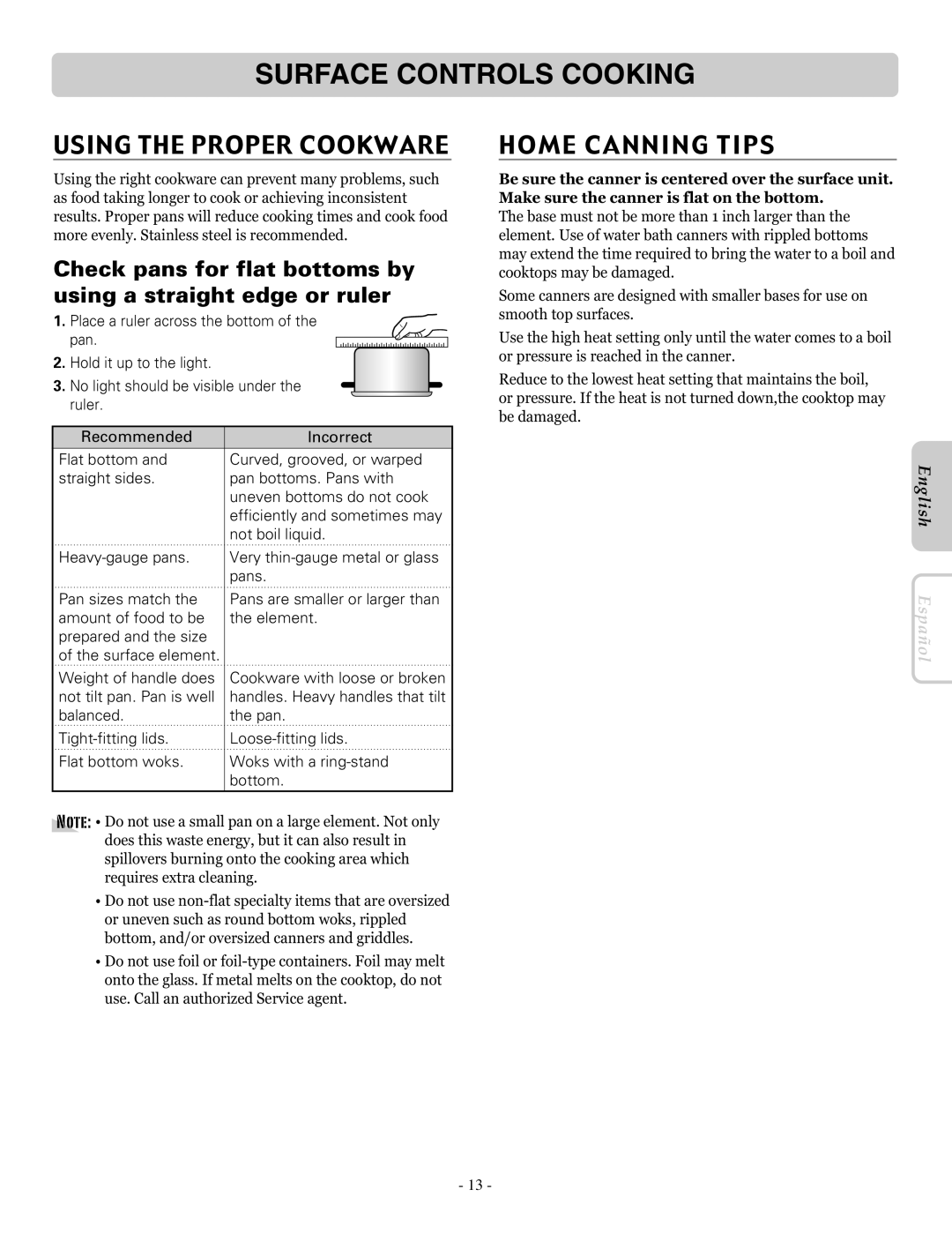 LG Electronics LRE30955ST owner manual Using the Proper Cookware, Home Canning Tips 