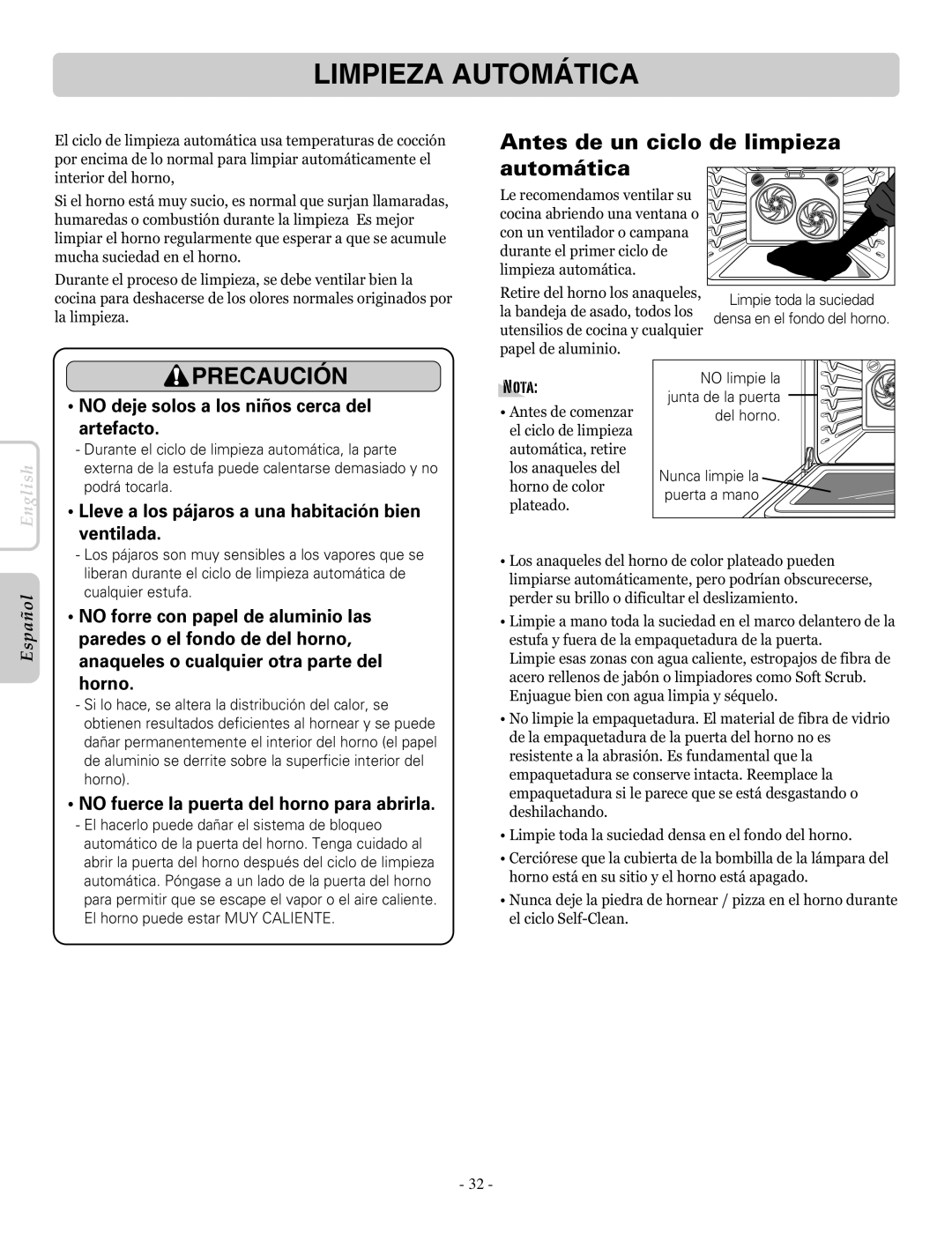 LG Electronics LRE30955ST owner manual Limpieza Automática 