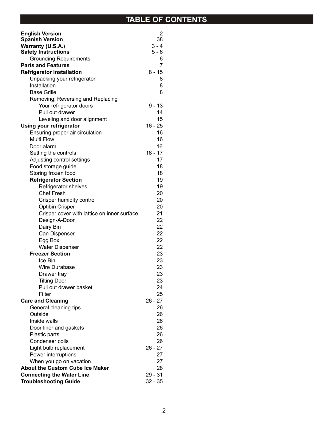 LG Electronics LRFC22750, LRFD22850 manual Table of Contents 