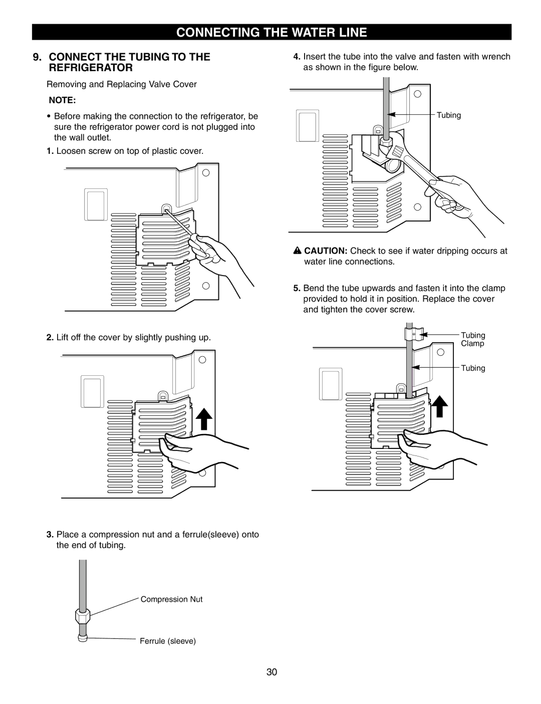 LG Electronics LRFD25850, LRFD21855 manual Connect the Tubing to the Refrigerator 