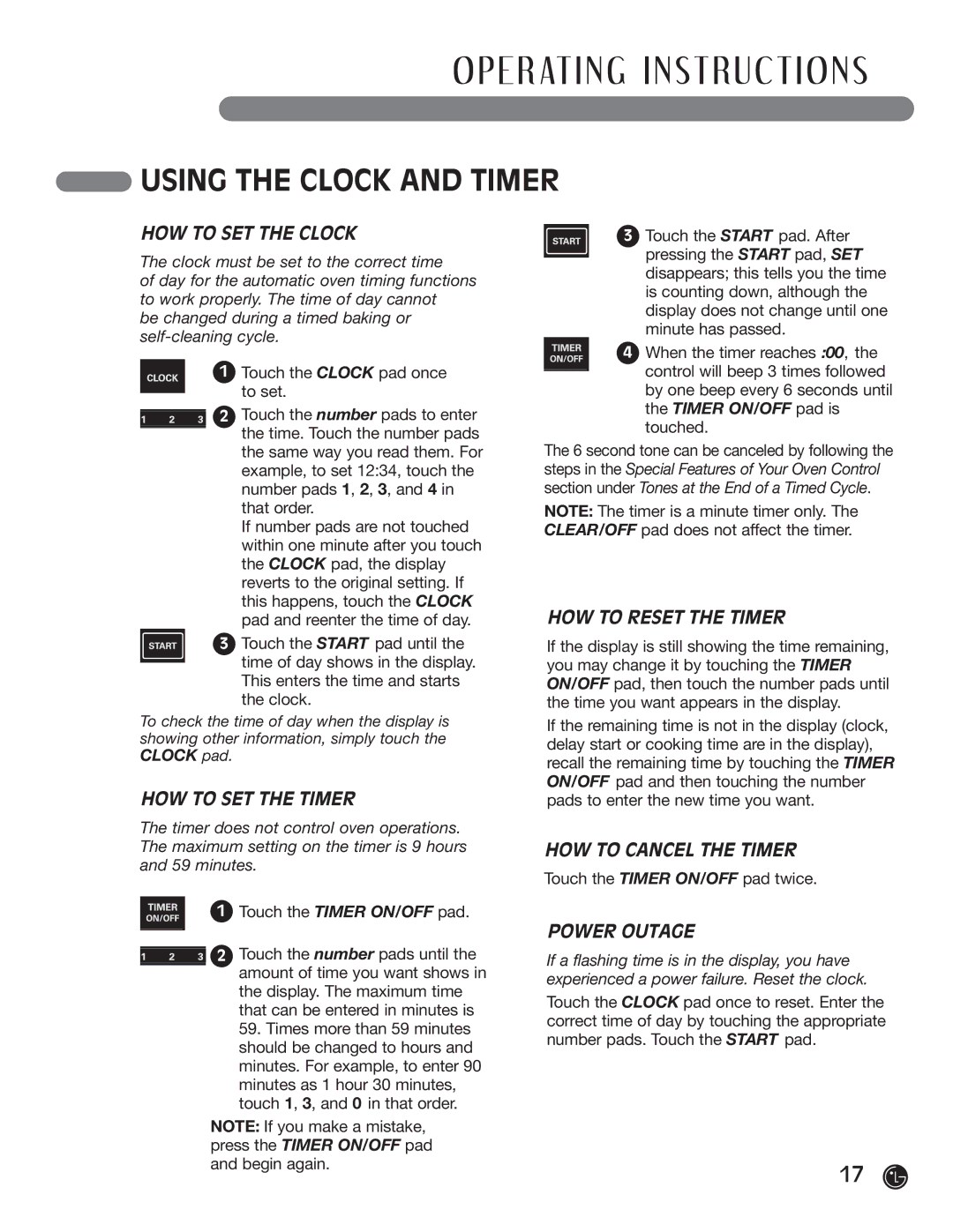 LG Electronics LRG30855ST, LRG30355ST, LRG30355SW, LRG30355SB manual Using the Clock and Timer, HOW to SET the Clock 