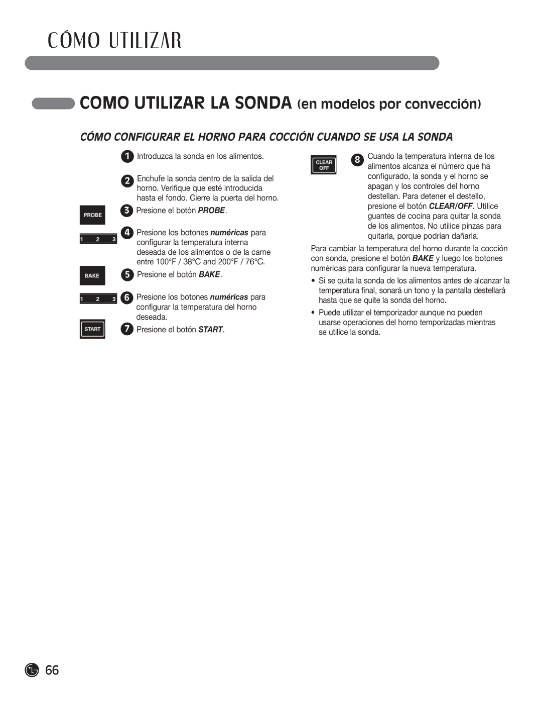 LG Electronics LRG30355SW, LRG30355SB manual Introduzca la sonda en los alimentos, Presione el botón Probe 