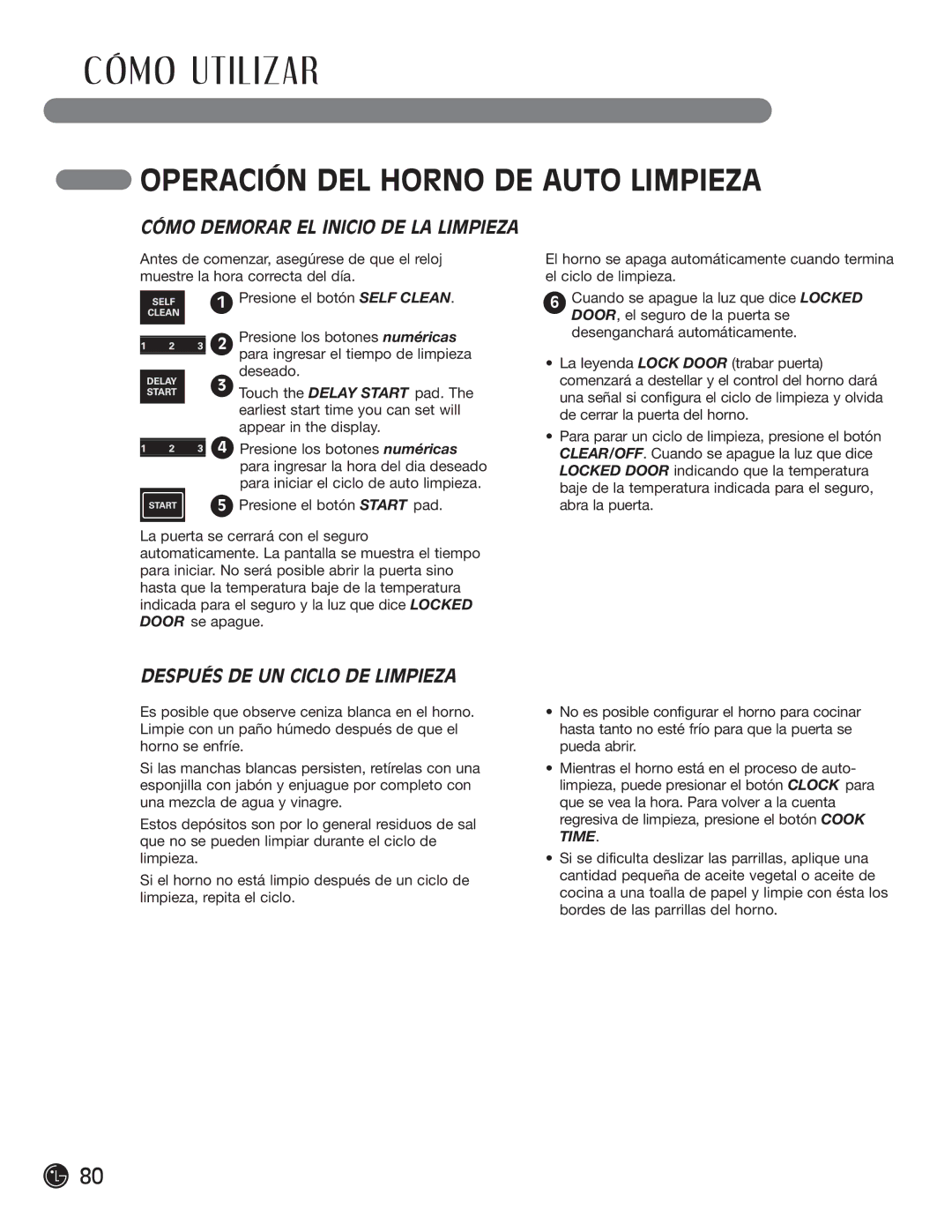 LG Electronics LRG30855ST, LRG30355ST, LRG30355SW, LRG30355SB manual Después DE UN Ciclo DE Limpieza 