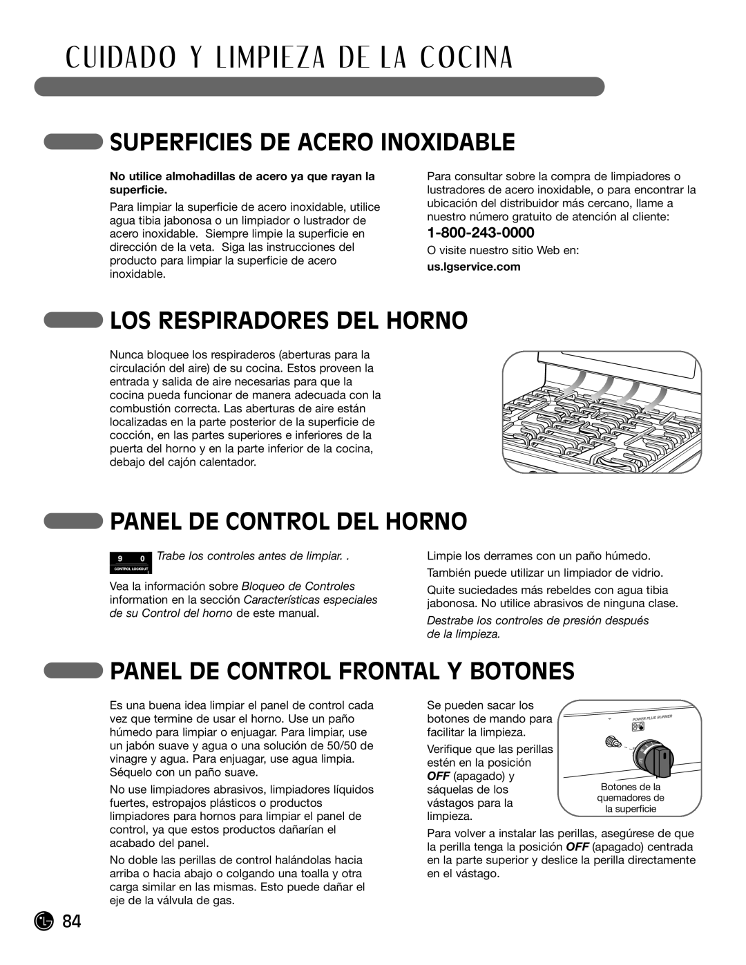 LG Electronics LRG30355SW manual Superficies DE Acero Inoxidable, LOS Respiradores DEL Horno, Panel DE Control DEL Horno 