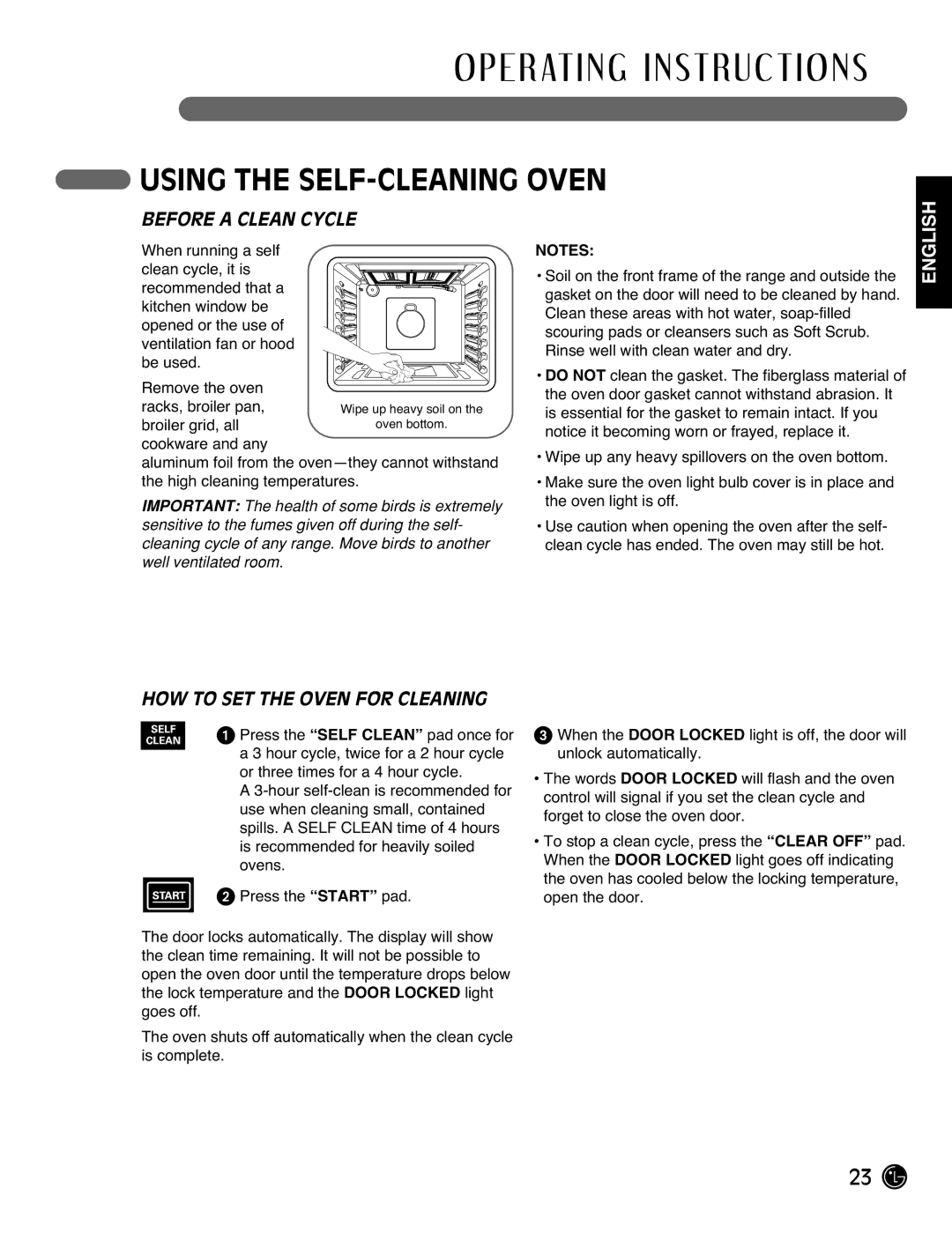 LG Electronics LRG3093ST, LRG3093SB Using the SELF-CLEANING Oven, Before a Clean Cycle, HOW to SET the Oven for Cleaning 