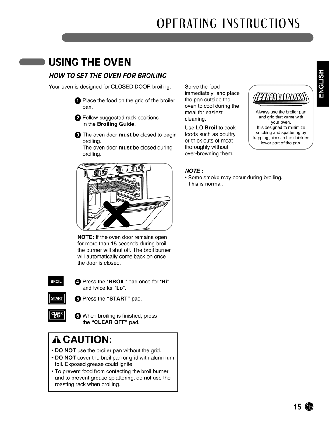 LG Electronics LRG3093SB manual How To Set The Oven For Broiling, Using The Oven, O P E R At I N G I N S T Ru C T I O N S 