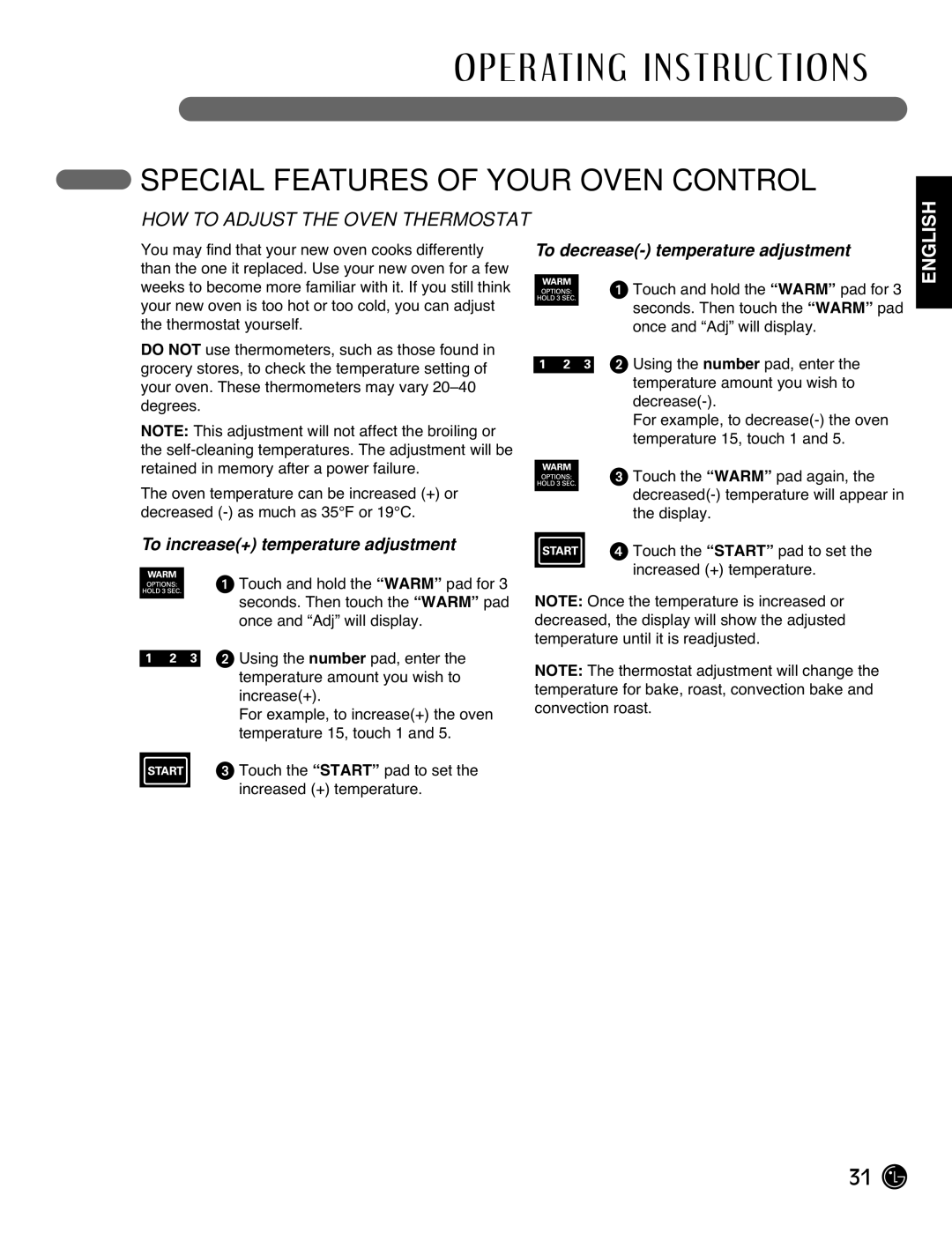 LG Electronics LRG3095ST manual HOW to Adjust the Oven Thermostat 