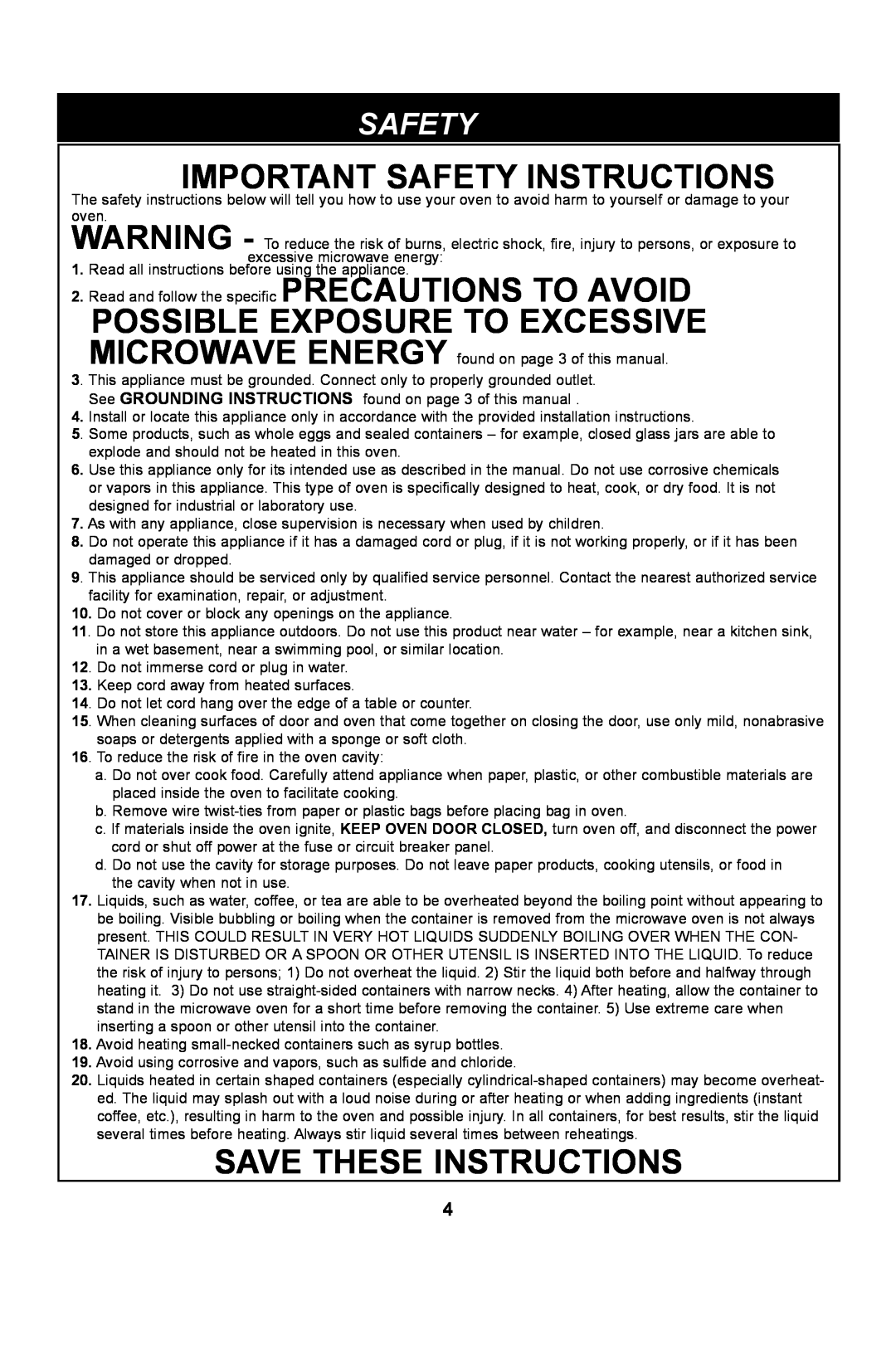 LG Electronics LRM1260SW, LRM1260SB manual Important Safety Instructions, Save These Instructions 