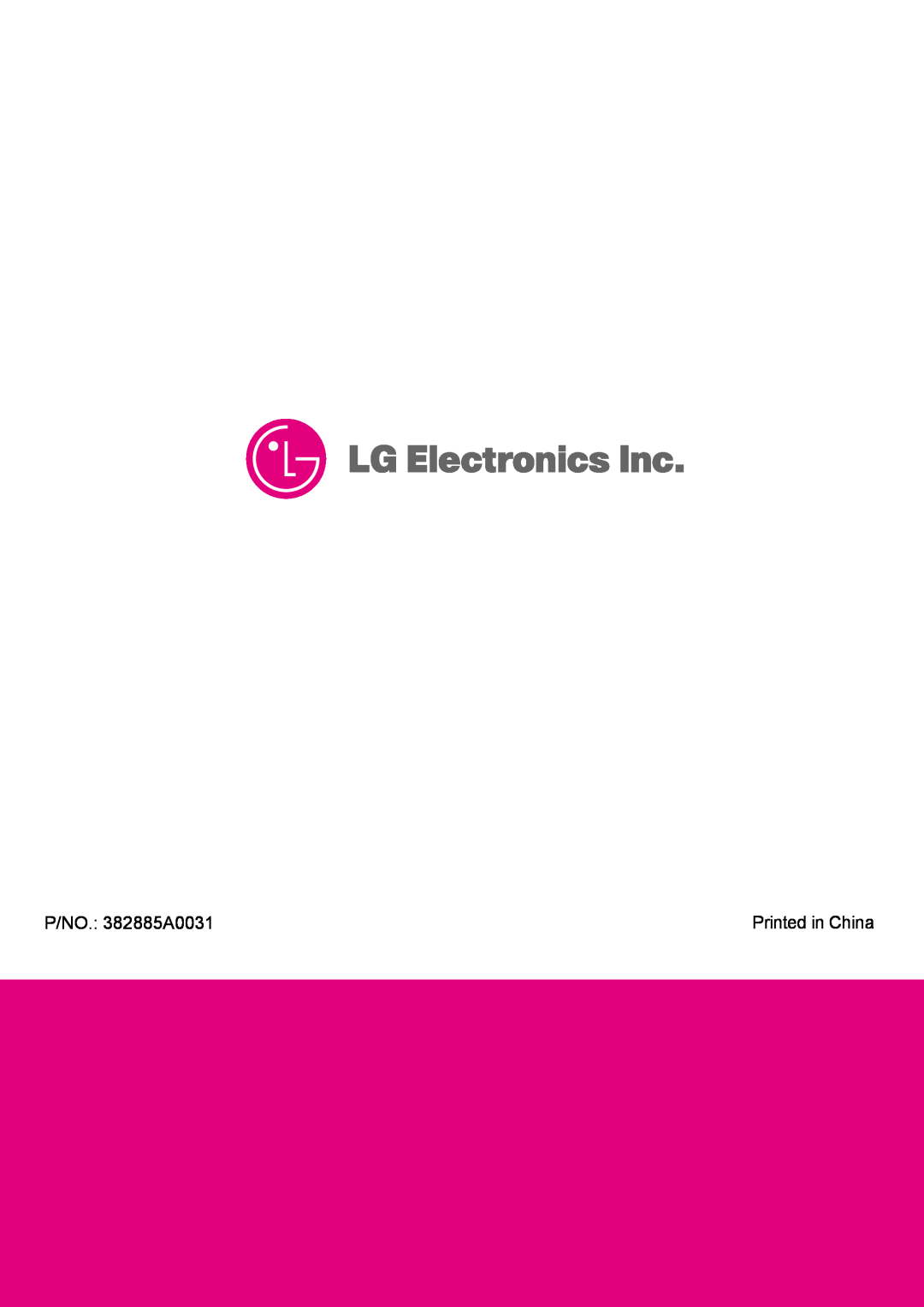 LG Electronics LRM2060ST manual P/NO. 382885A0031 