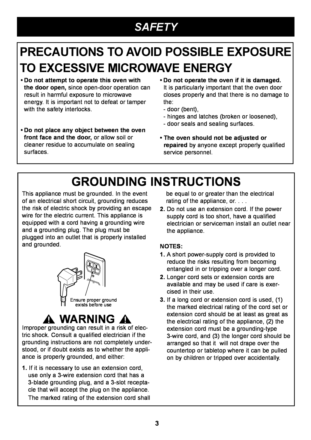 LG Electronics LRM2060ST manual Grounding Instructions, Safety 