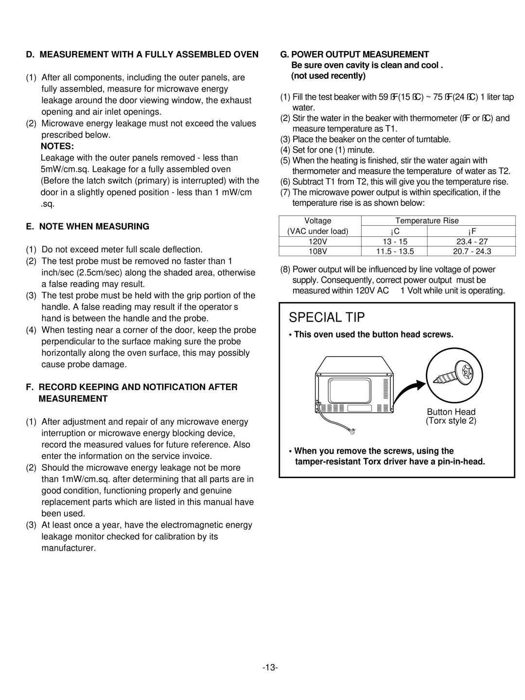 LG Electronics LRMM1430SW manual Measurement with a Fully Assembled Oven, Record Keeping and Notification After Measurement 