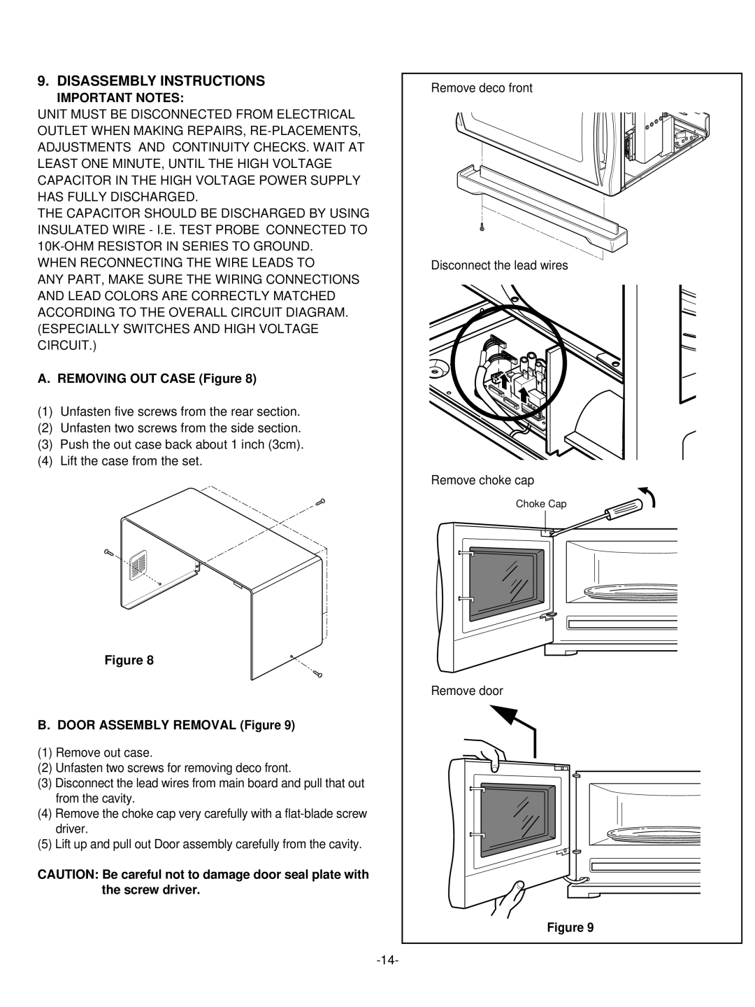 LG Electronics LRMM1430SB, LRMM1430SW manual Disassembly Instructions, Important Notes 