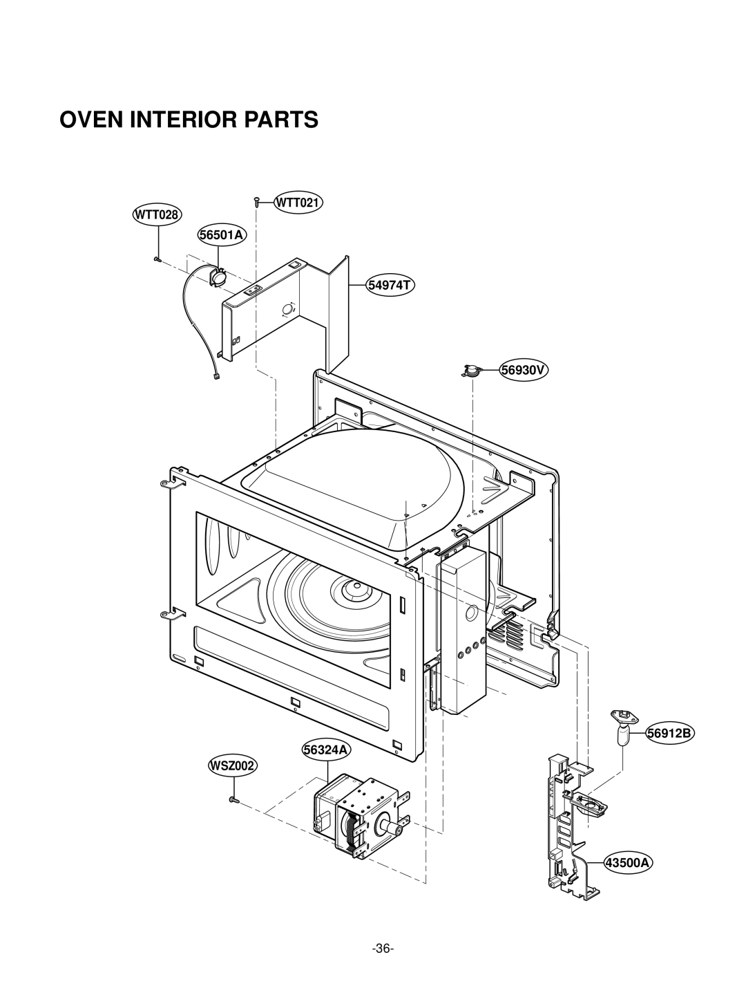 LG Electronics LRMM1430SB, LRMM1430SW manual Oven Interior Parts 