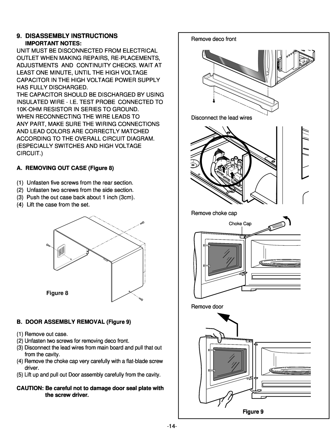 LG Electronics LRMM1430SB, LRMM1430SW manual Disassembly Instructions, Important Notes, A. REMOVING OUT CASE Figure 