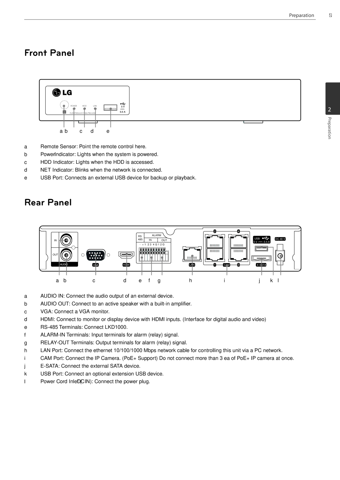 LG Electronics LRN3040N Series owner manual Front Panel, Rear Panel 