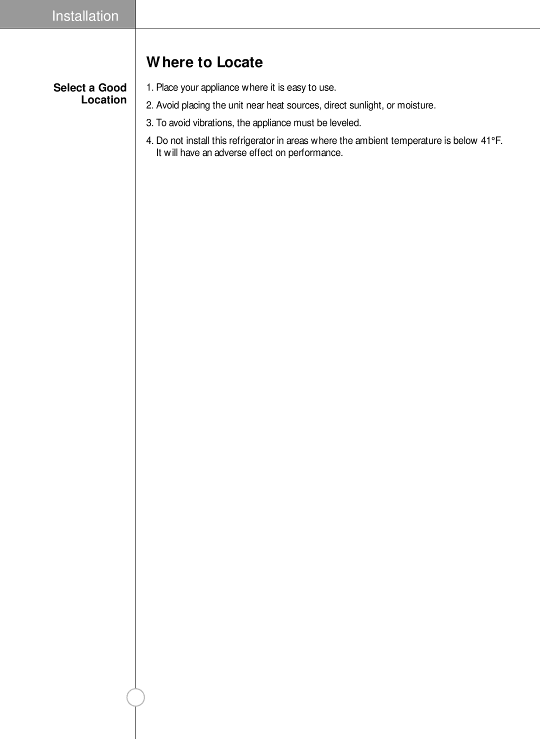 LG Electronics LRSC 26980TT manual Where to Locate 