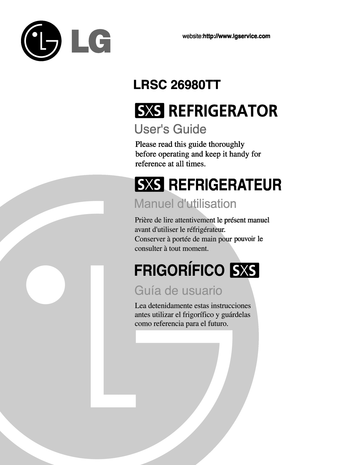 LG Electronics LRSC 26980TT manual 