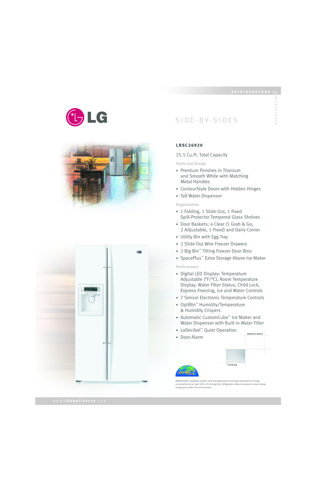 LG Electronics LRSC26920 manual S I D E - B Y - S I D E S 