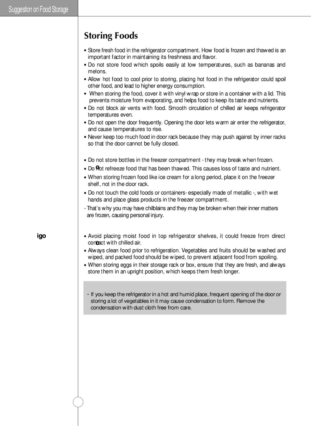 LG Electronics LRSC26925SW, LSRC26923SW, LRSC26925TT, LSRC26923TT manual Storing Foods, Compartment 