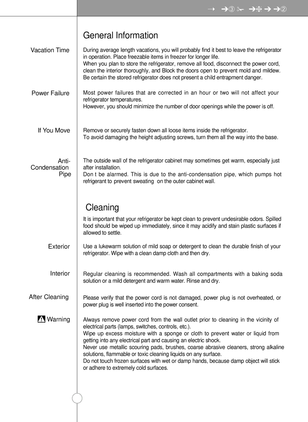 LG Electronics LRSC26925SW, LSRC26923SW, LRSC26925TT, LSRC26923TT manual General Information, Cleaning 