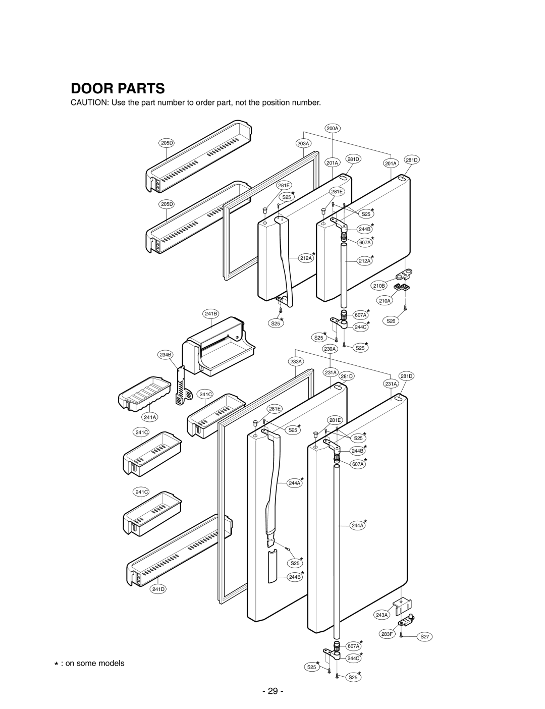 LG Electronics LRTN19310, LRTN22310 service manual Door Parts, On some models 