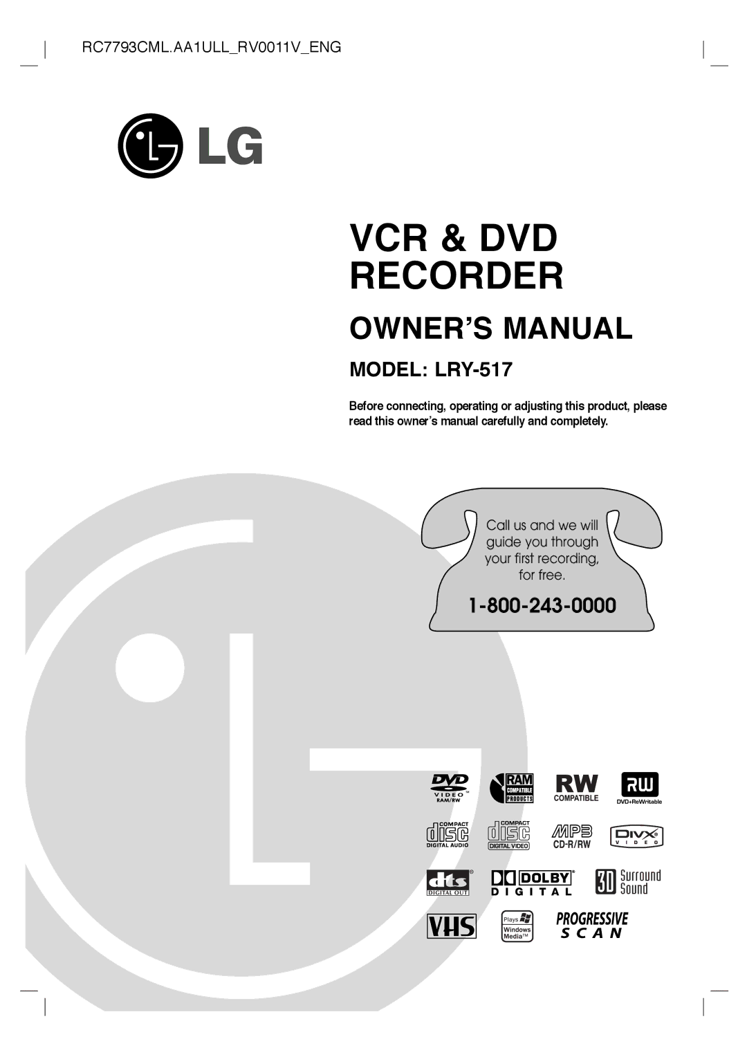 LG Electronics LRY-517 owner manual VCR & DVD Recorder 