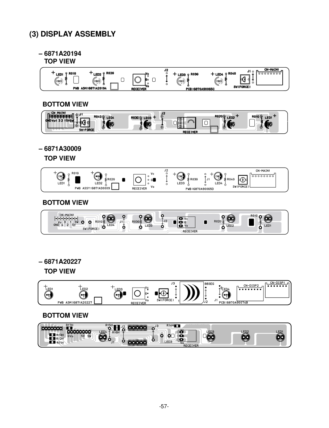 LG Electronics LS-Q096ADL, LS-Q096BBG, LS-Q096ACG, LS-Q076ABL 6871A20194 TOP View, 6871A30009 TOP View, 6871A20227 TOP View 