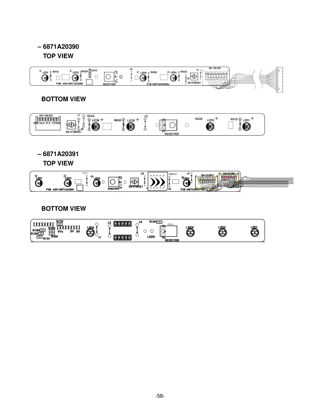 LG Electronics LS-Q096ABG, LS-Q096BBG, LS-Q096ACG, LS-Q076ABL, LS-Q096BEL, LS-Q076BBG 6871A20390 TOP View, 6871A20391 TOP View 