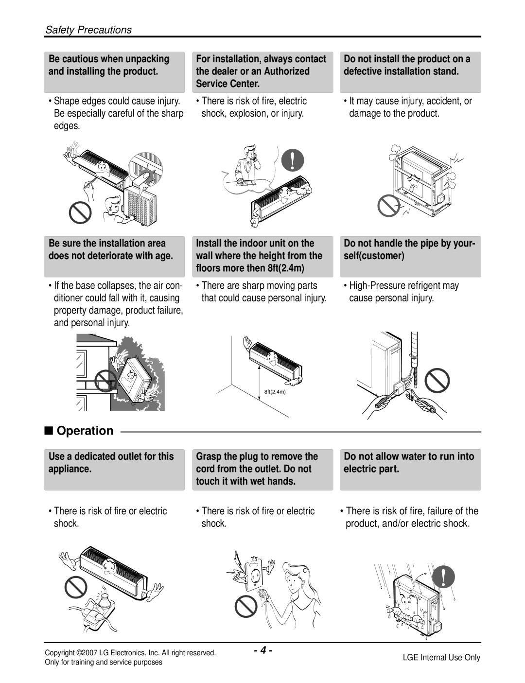 LG Electronics LS090CP(AS-C0914DH0), LS090HP(AS-H091E1H0), LS180CP(AS-C183DM0), LS240HP(AS-H2435DM0) manual Operation 