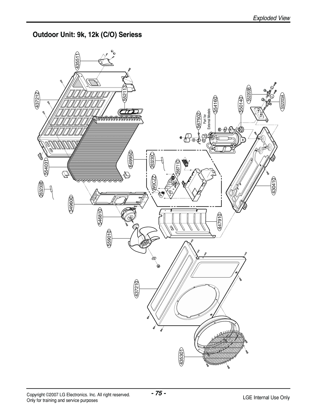 LG Electronics LS120CP(AS-C121E1H0), LS090HP(AS-H091E1H0), LS180CP(AS-C183DM0) manual Outdoor Unit 9k, 12k C/O Seriess 