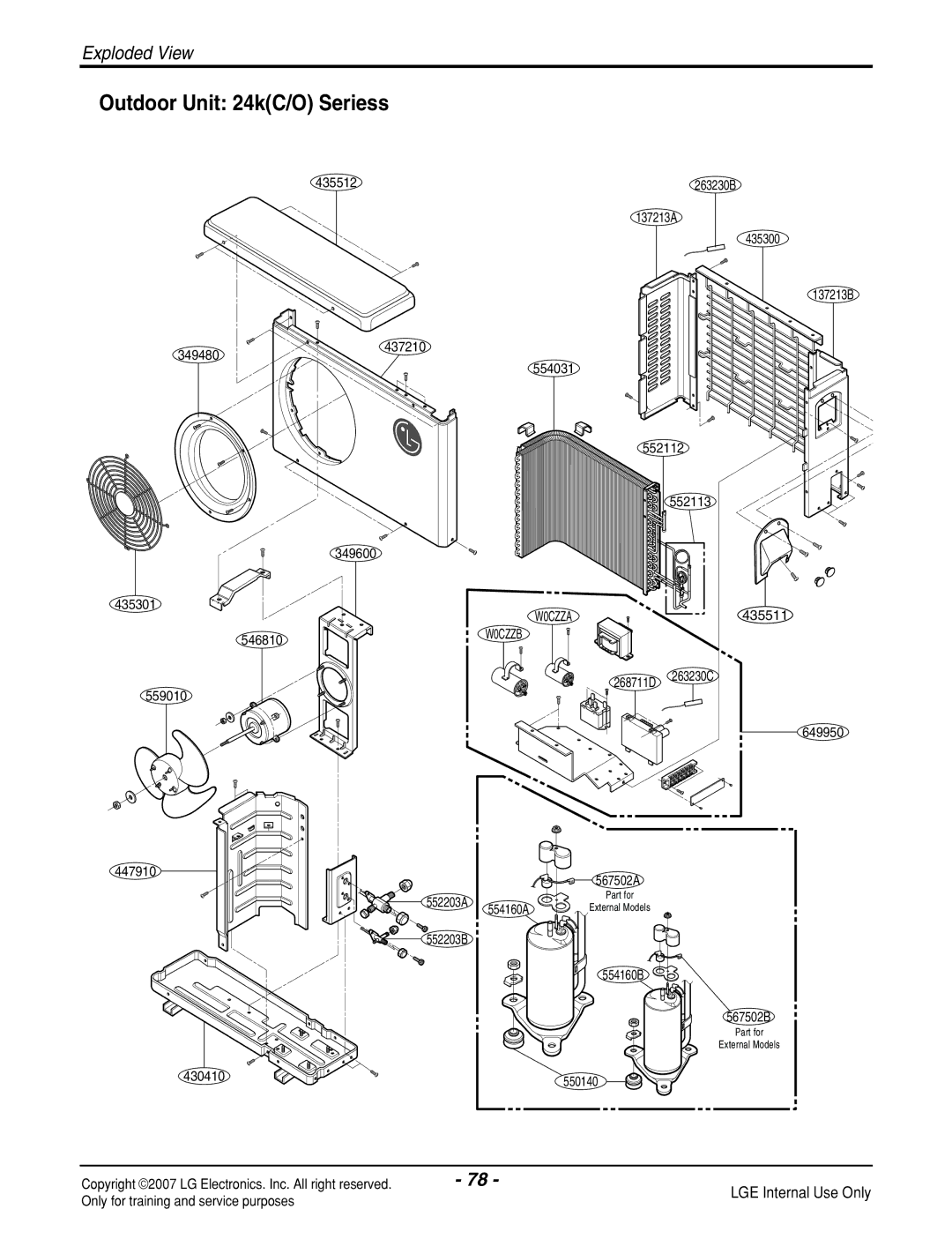 LG Electronics LS180HP(AS-H1835DM0), LS090HP(AS-H091E1H0), LS180CP(AS-C183DM0) manual Outdoor Unit 24kC/O Seriess, W0CZZB 